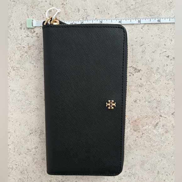 NEW! Tory Burch Emerson Zip Continental Black Leather Zip Wallet - Picture 8 of 9